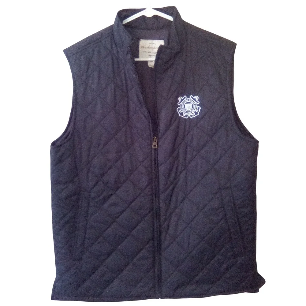 Weatherproof Vintage Mens Navy Blue US Coast Guard Quilted Puffer Vest Size M